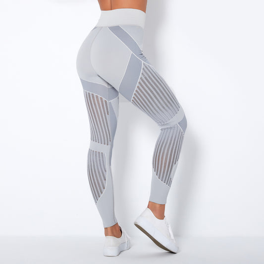 Seamless Mesh Knit Yoga Leggings / High-Waist Hip-Lifting