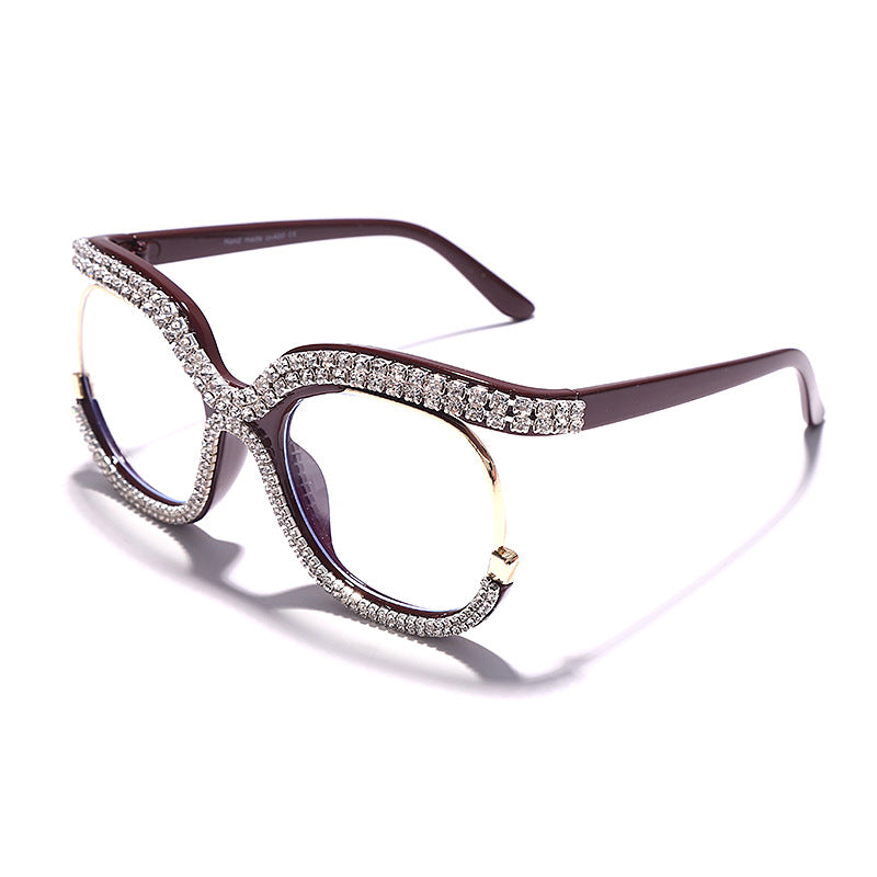 Luxury Diamond Sunglasses / Large Frame Round