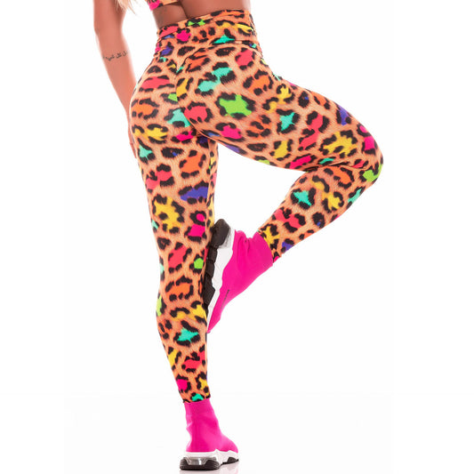 Colorful Leopard Print Moisture Wicking Yoga Pants